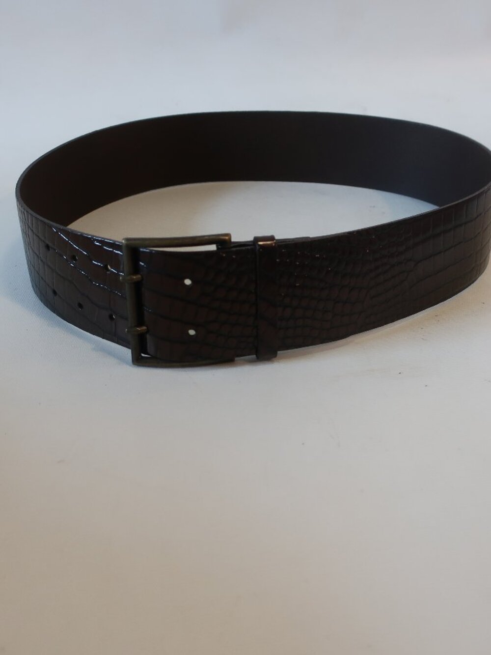 Womens Theory Brown Wide Embossed Leather Belt L